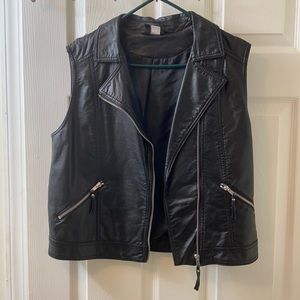 Black faux leather vest